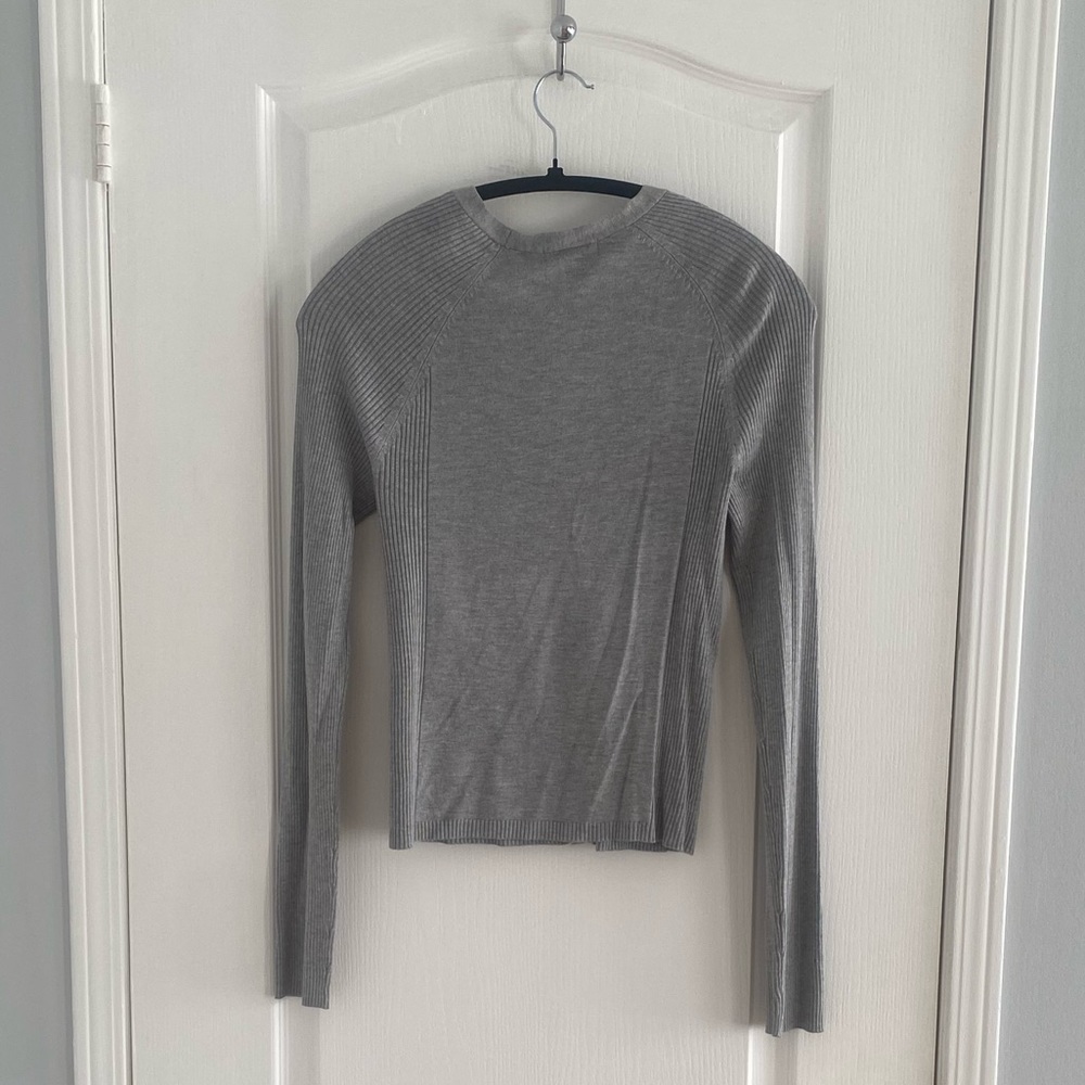 UH Grey Cardigan with Ribbed Sleeves - Picture 3 of 5